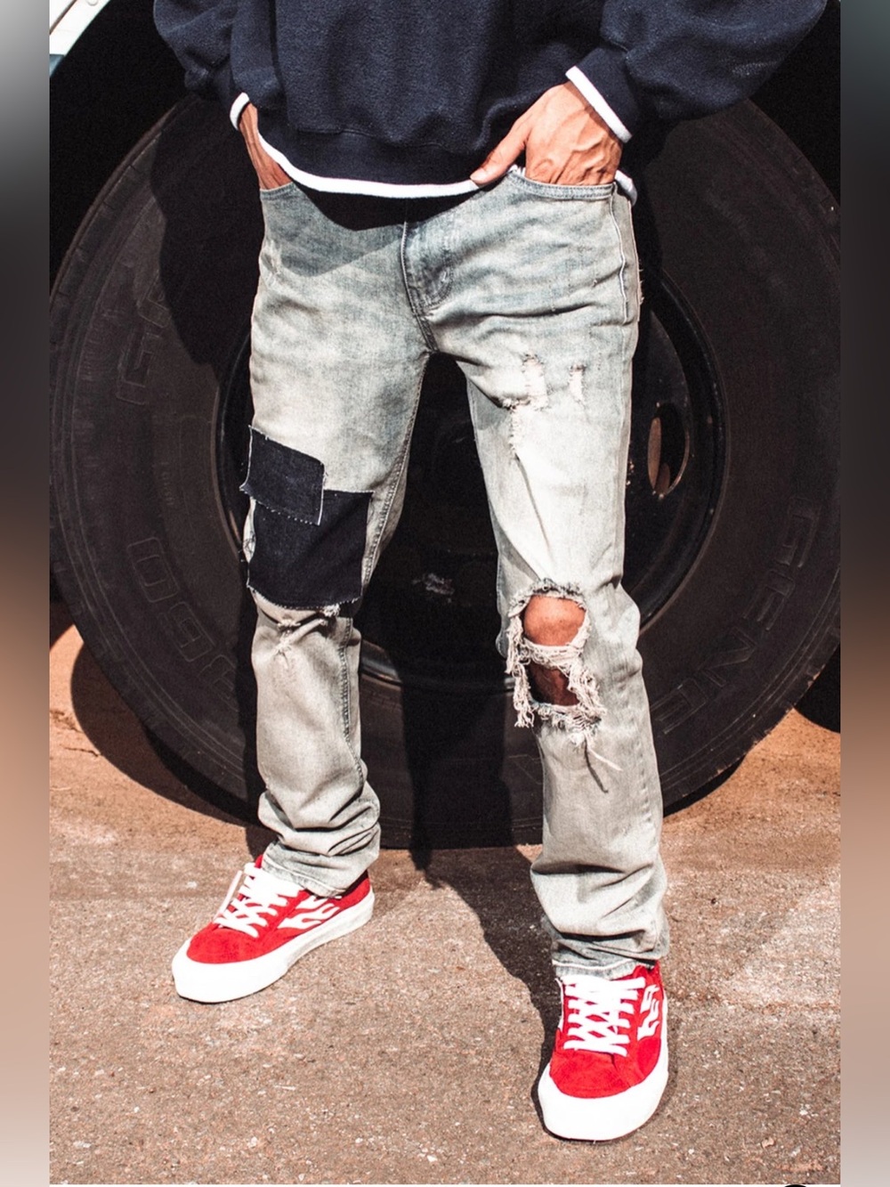 KDNK Block Stacked Denim KND4504 (Steel Blue)